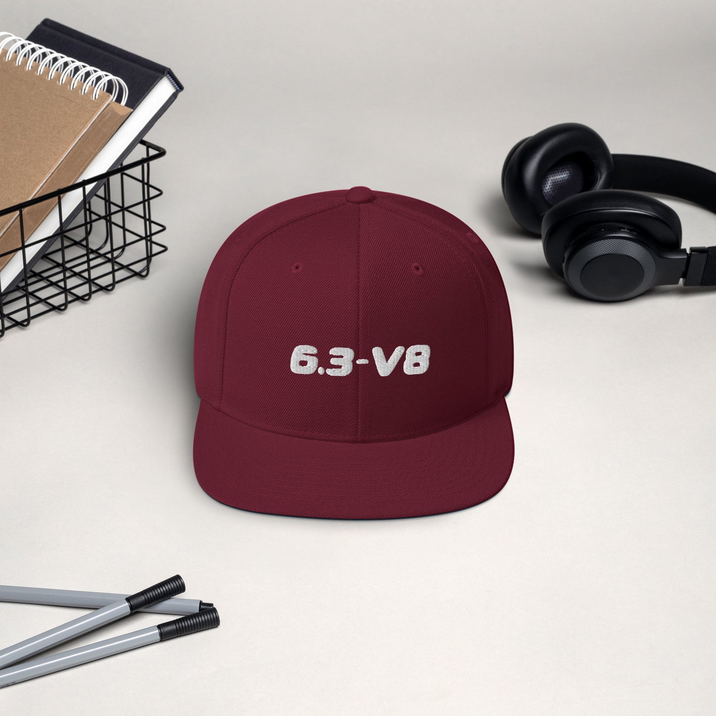 6.3 V8 Flat Bill Snapback Hat